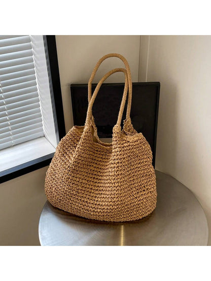 Fashion Straw Bag Large Capacity Beach Bag Summer Fashion Women's Bag Tote Shoulder Bag, Beach Bag, Summer