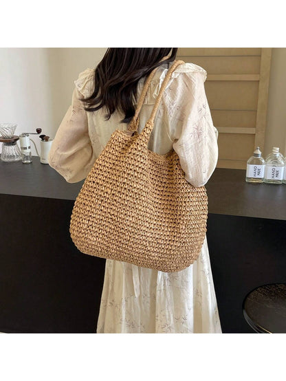 Fashion Straw Bag Large Capacity Beach Bag Summer Fashion Women's Bag Tote Shoulder Bag, Beach Bag, Summer