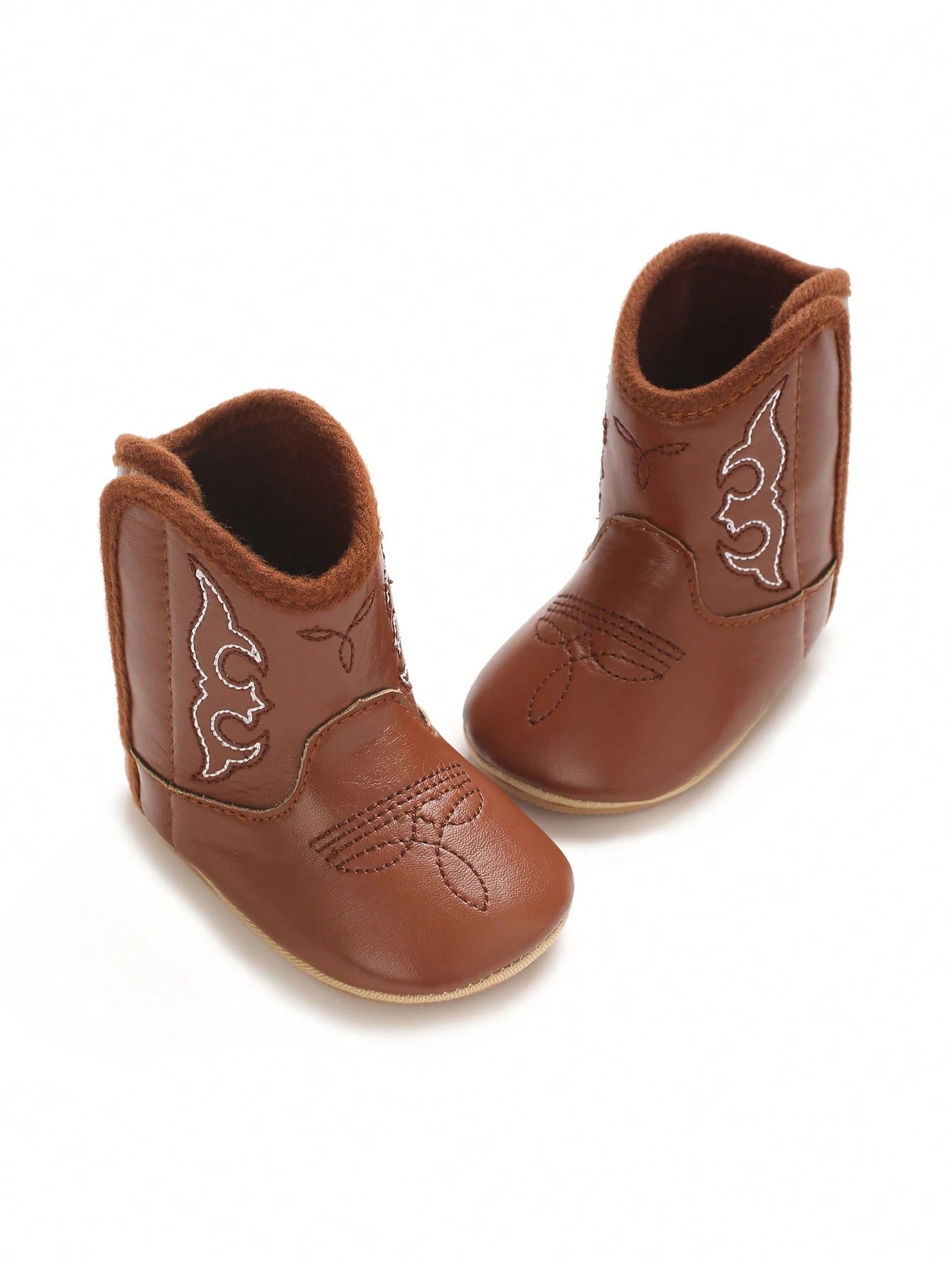 Fashionable 0-1 Years Old Baby Soft PU Sole Anti-Slip Infant Booties For Autumn