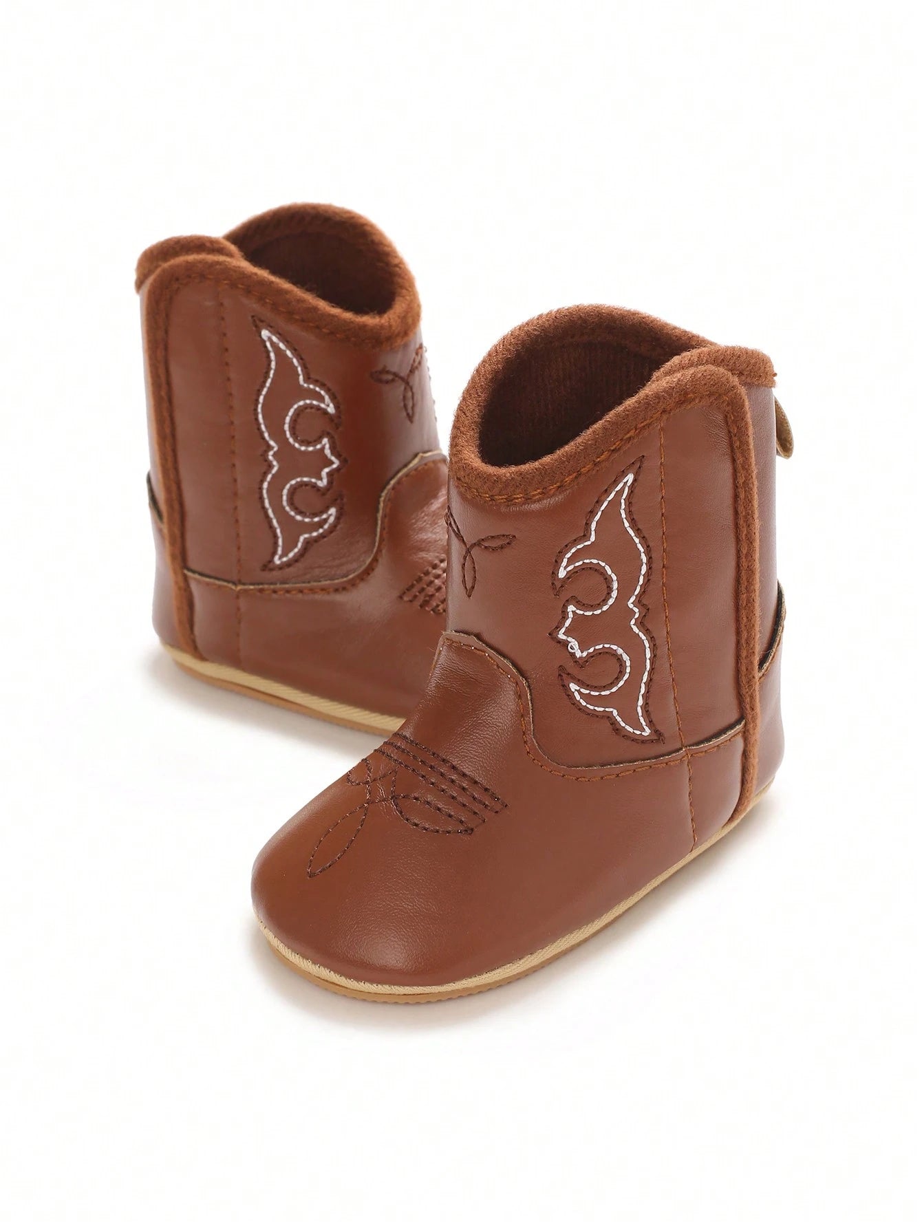 Fashionable 0-1 Years Old Baby Soft PU Sole Anti-Slip Infant Booties For Autumn