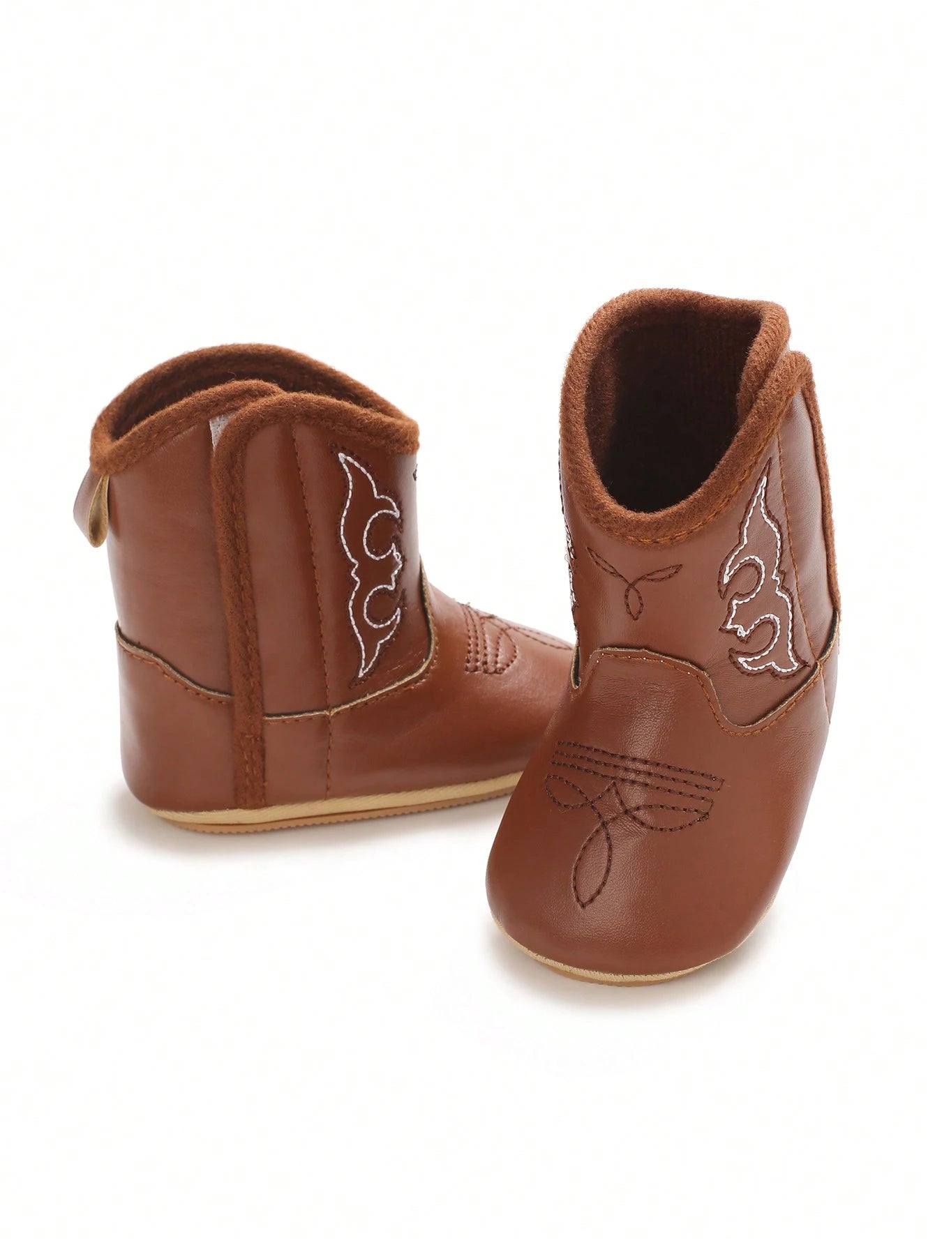 Fashionable 0-1 Years Old Baby Soft PU Sole Anti-Slip Infant Booties For Autumn