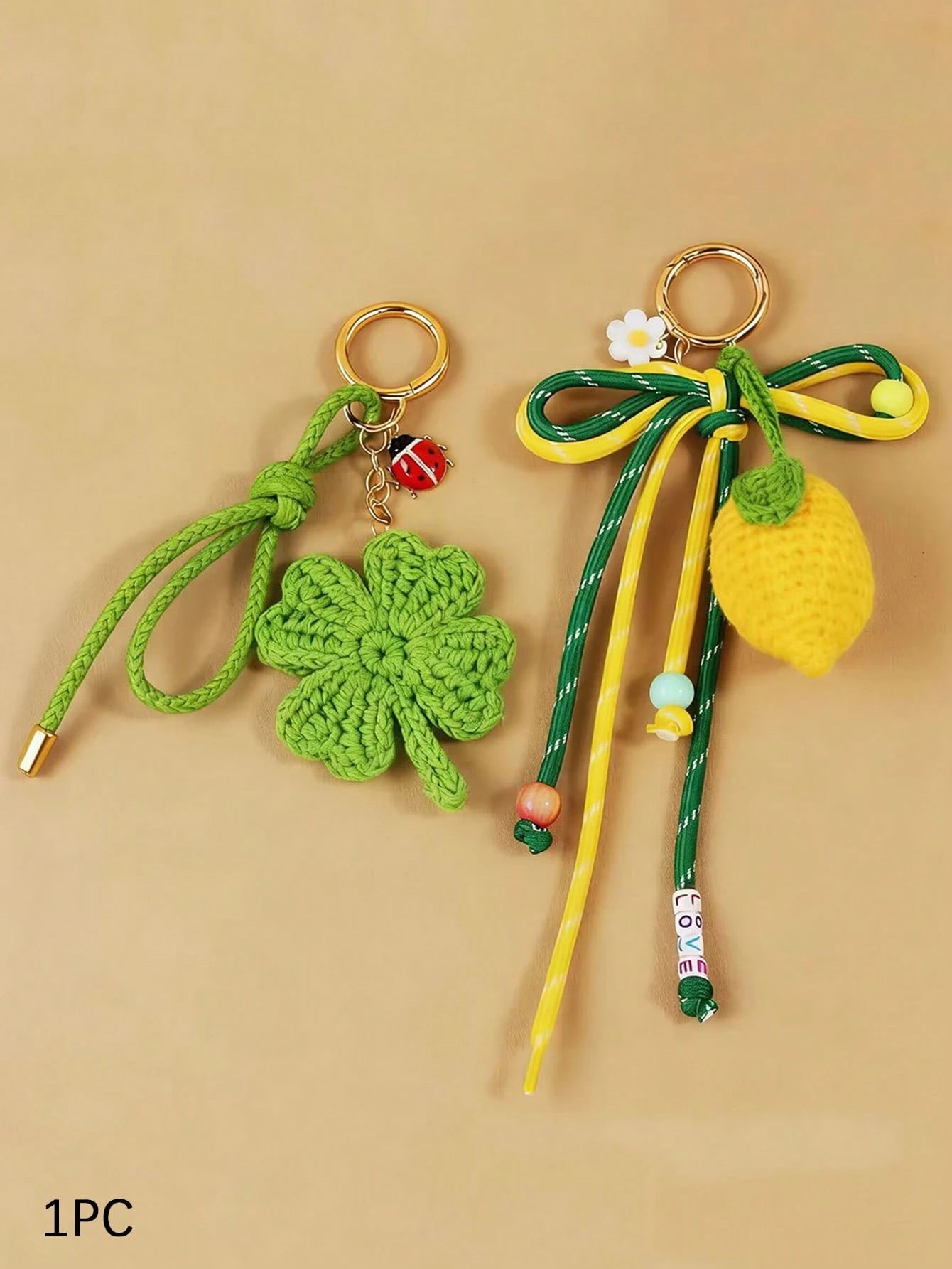 Fashionable, Fresh And Versatile Strawberry Lemon Pendant, Niche Design, Personalized Color Blocked Bag Accessories, Cute And Lightweight Rope Keychain, Suitable For Shopping, Dating, Daily Outings An