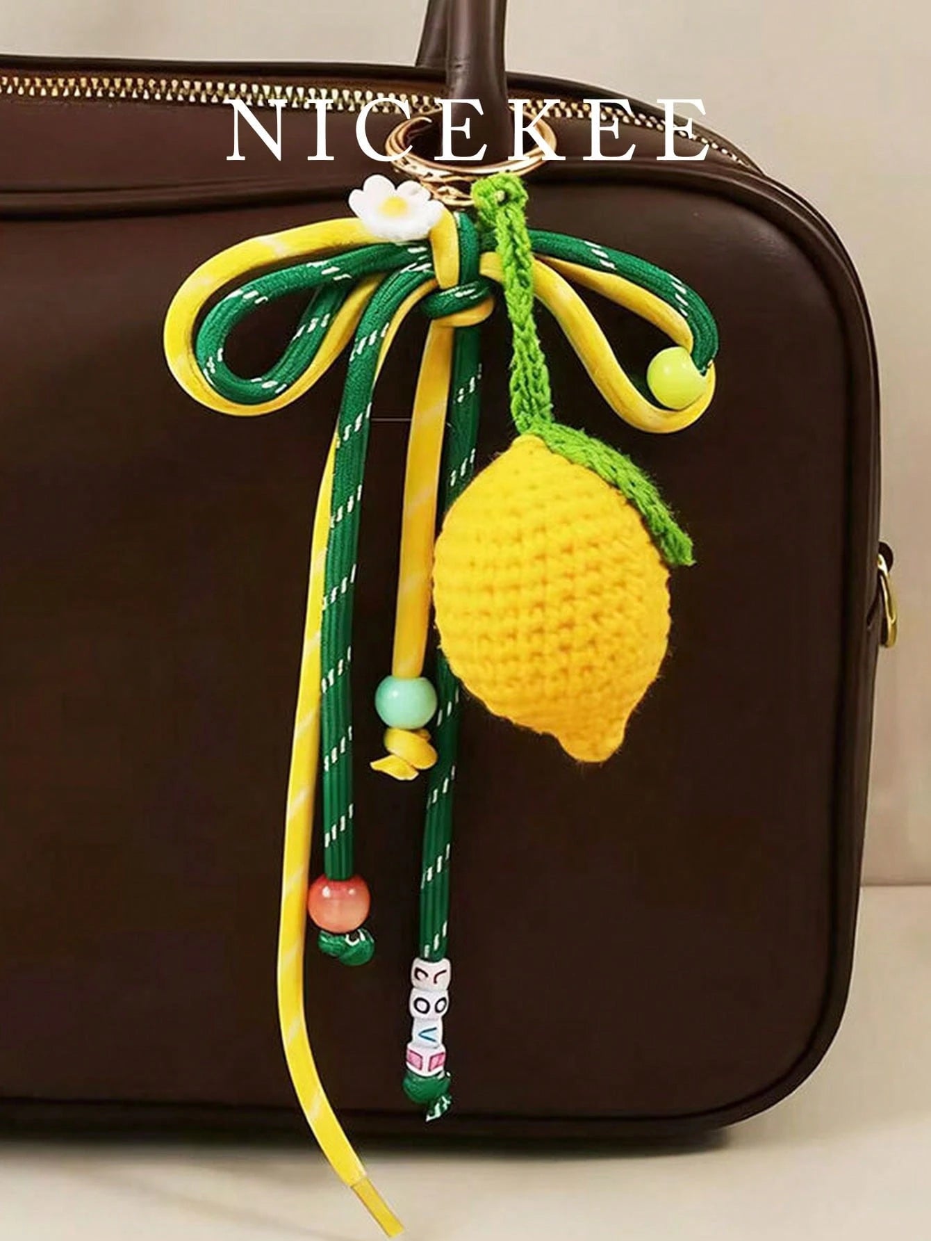 Fashionable, Fresh And Versatile Strawberry Lemon Pendant, Niche Design, Personalized Color Blocked Bag Accessories, Cute And Lightweight Rope Keychain, Suitable For Shopping, Dating, Daily Outings An