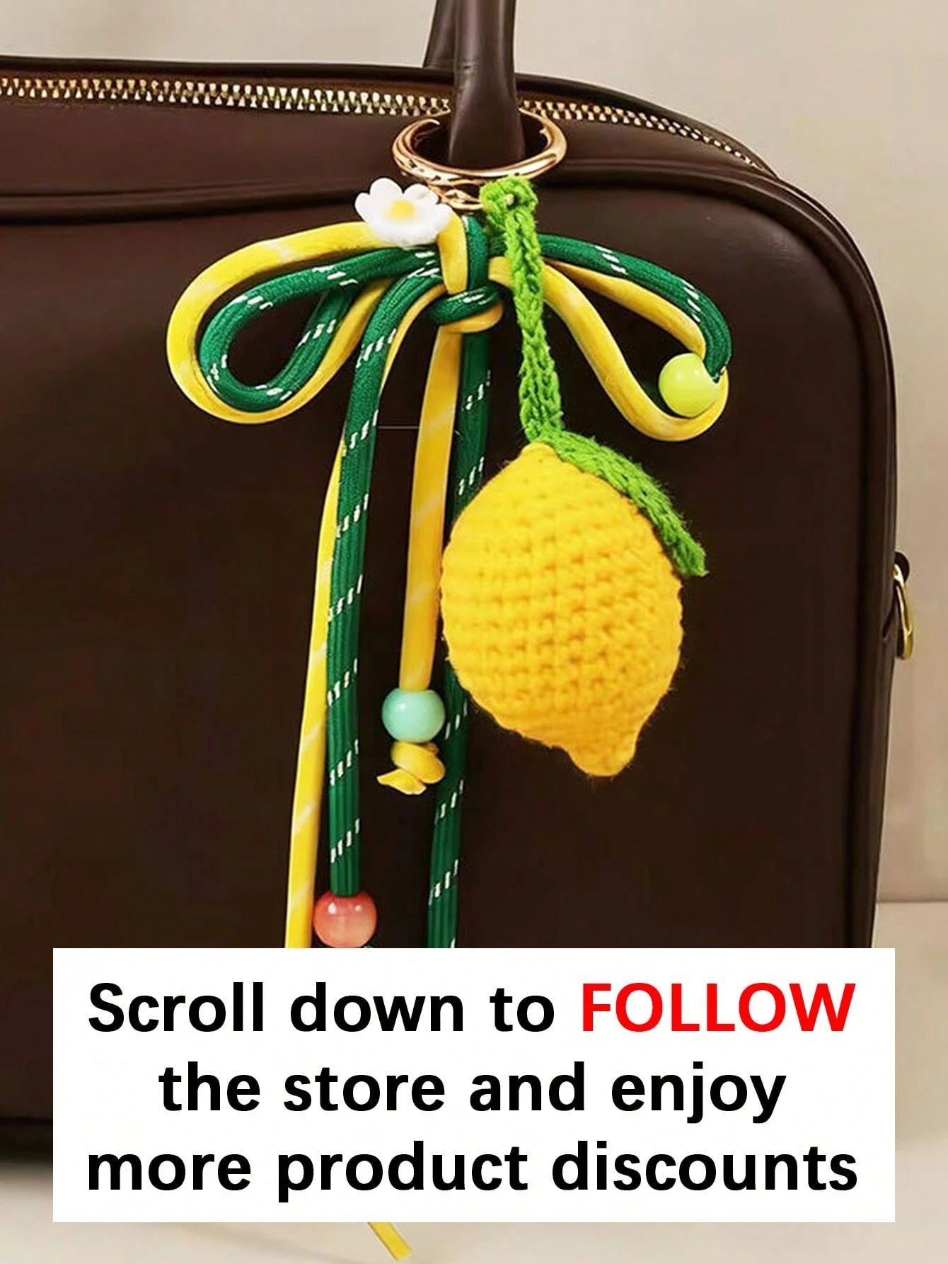 Fashionable, Fresh And Versatile Strawberry Lemon Pendant, Niche Design, Personalized Color Blocked Bag Accessories, Cute And Lightweight Rope Keychain, Suitable For Shopping, Dating, Daily Outings An