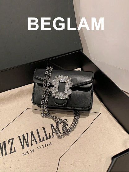 Fashionable Ultra Mini Crocodile Embossed Flap Shoulder Bag, Crossbody Bag, Metal Hardware Decoration, Metal Chain Strap, Suitable For Women Shopping, Dating, Gifts And Daily Use