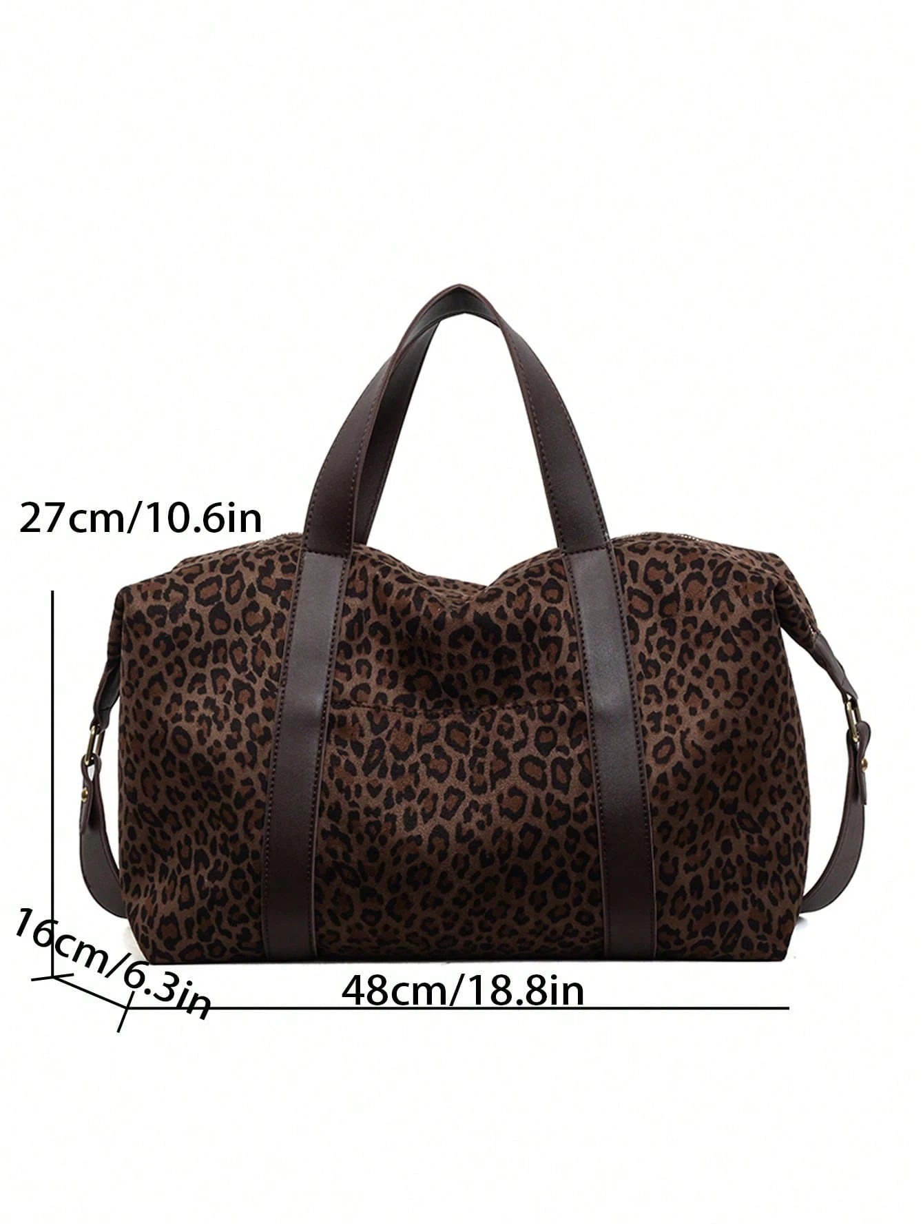 Fashionable Velvet Leopard Print Leather Handbag, Large Capacity, Travel Bag, Gym Bag, Duffle Bag, Portable, Lightweight, Durable, Stylish, For Home