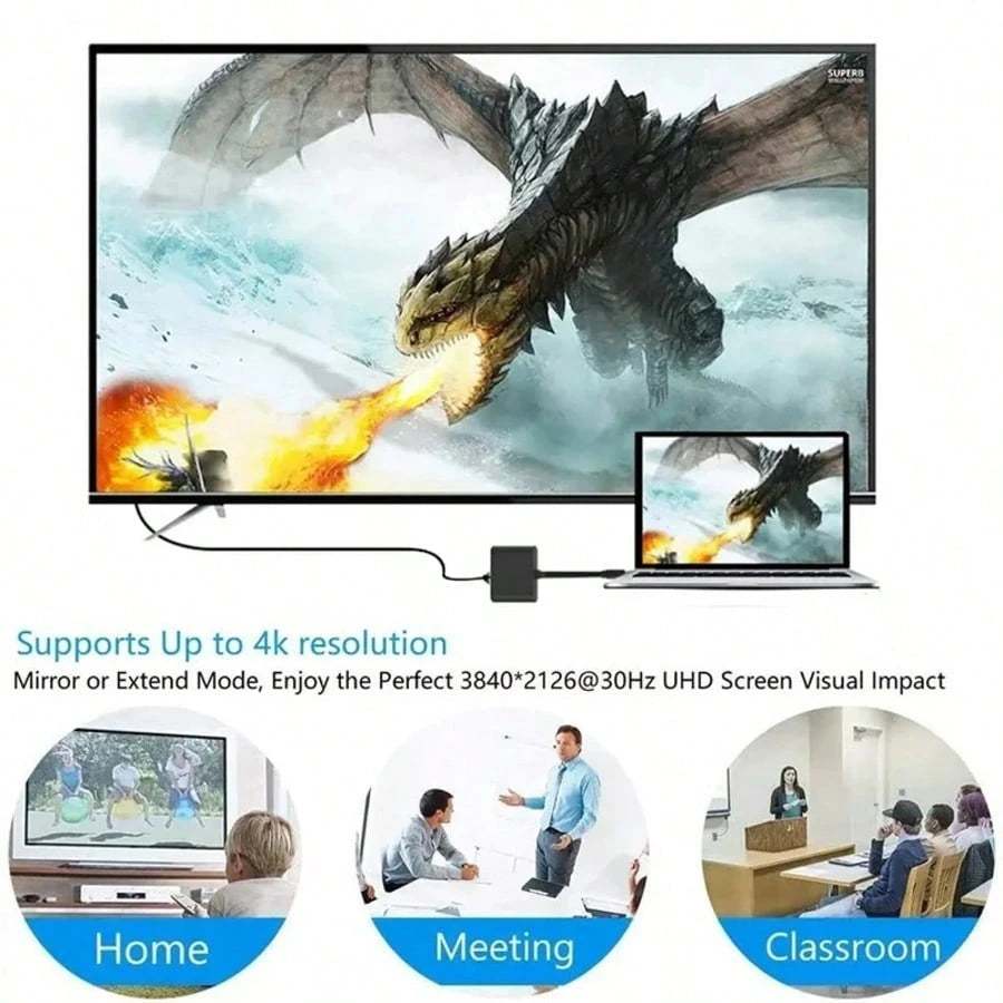 Fast Charging 3 In 1 USB C To HDMI-Compatible Adapter USB3.1 HUB Type C Charging Converter For MacBook Laptop Spring Easter Gift