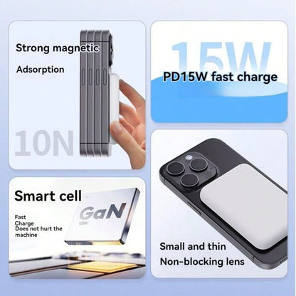 Fast Charging Magnetic Wireless Power Bank With MagSafe Ring Portable Charger, 5000mAh/10000mAh Power Bank For Phone 17/16/15/14/13/12, Battery Pack, Outdoor Travel Use, Graduation Gift, Memorial Day