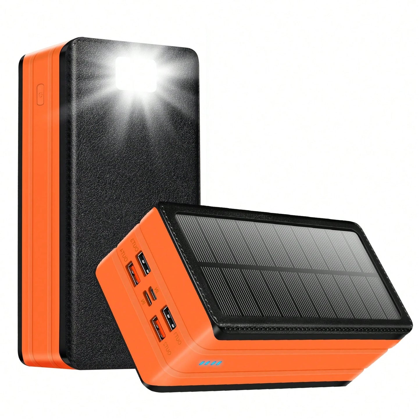 Fast Charging Portable Power Supply Solar Charger Power Bank 80000mAh Portable Charger With USB-C In/Output 22.5W QC3.0 5 Out Ports Battery Pack Built-In 32 Led Flashlights For Smartphone Tablet Campi