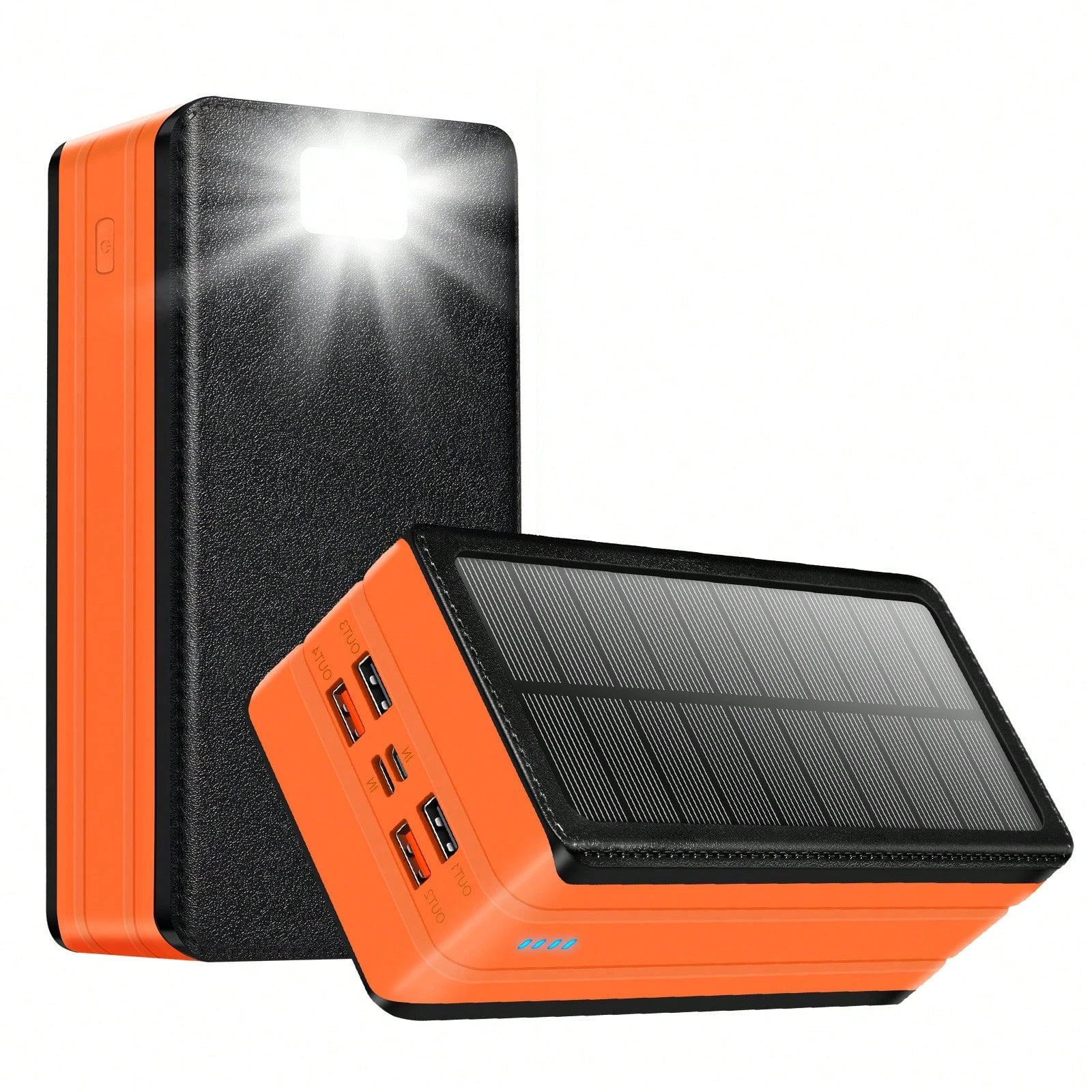 Fast Charging Portable Power Supply Solar Charger Power Bank 80000mAh Portable Charger With USB-C In/Output 22.5W QC3.0 5 Out Ports Battery Pack Built-In 32 Led Flashlights For Smartphone Tablet Campi