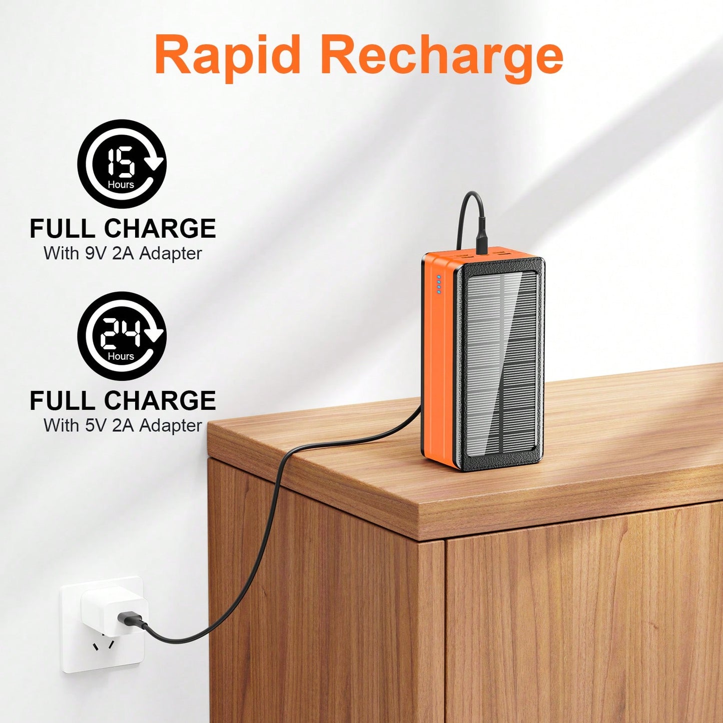 Fast Charging Portable Power Supply Solar Charger Power Bank 80000mAh Portable Charger With USB-C In/Output 22.5W QC3.0 5 Out Ports Battery Pack Built-In 32 Led Flashlights For Smartphone Tablet Campi