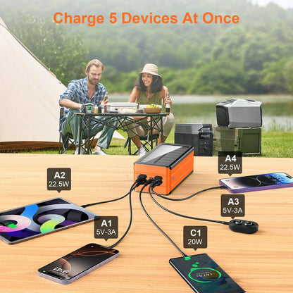Fast Charging Portable Power Supply Solar Charger Power Bank 80000mAh Portable Charger With USB-C In/Output 22.5W QC3.0 5 Out Ports Battery Pack Built-In 32 Led Flashlights For Smartphone Tablet Campi