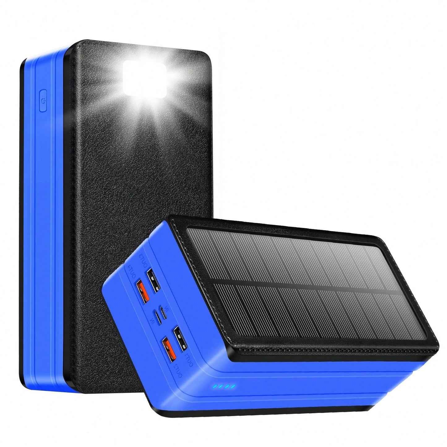 Fast Charging Portable Power Supply Solar Charger Power Bank 80000mAh Portable Charger With USB-C In/Output 22.5W QC3.0 5 Out Ports Battery Pack Built-In 32 Led Flashlights For Smartphone Tablet Campi