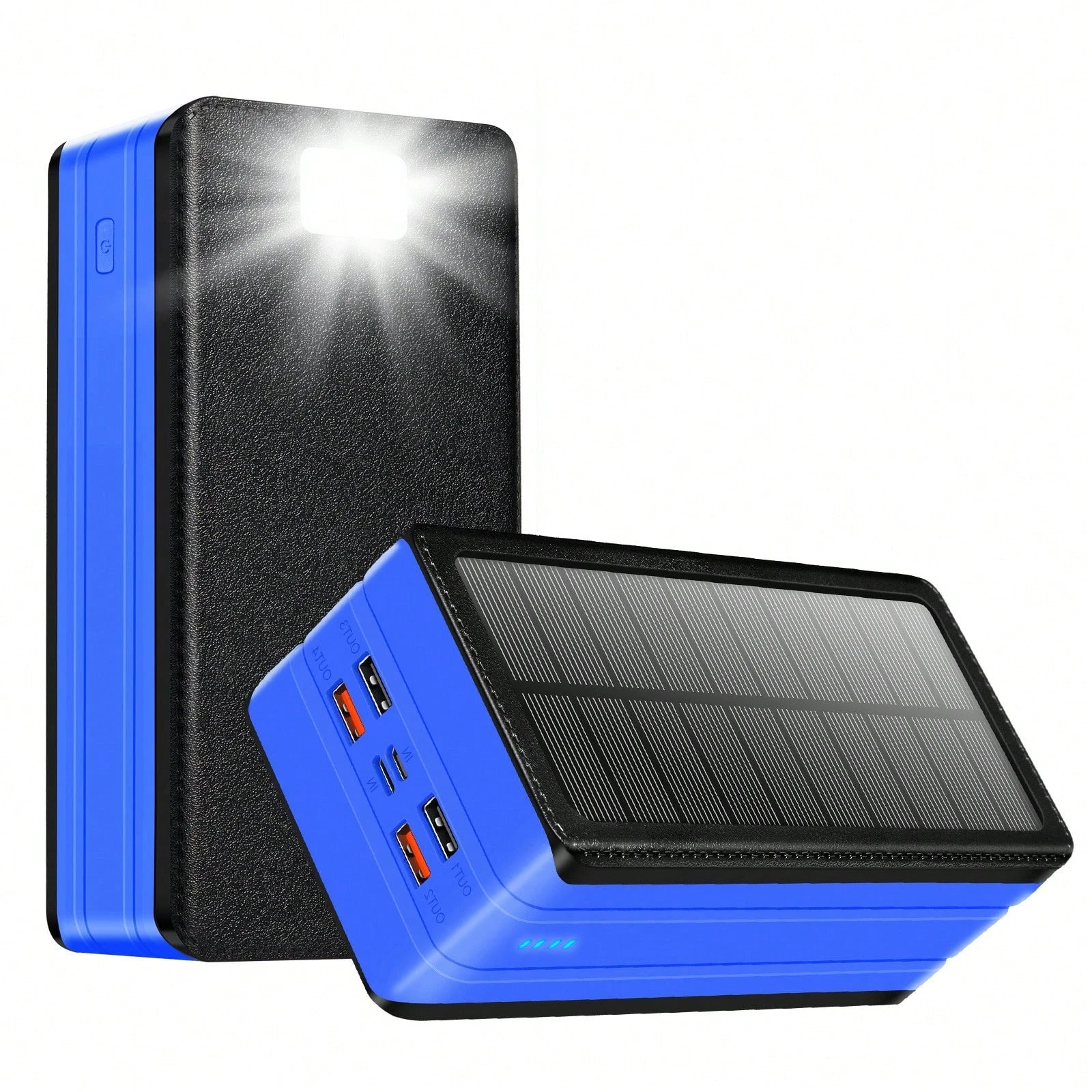 Fast Charging Portable Power Supply Solar Charger Power Bank 80000mAh Portable Charger With USB-C In/Output 22.5W QC3.0 5 Out Ports Battery Pack Built-In 32 Led Flashlights For Smartphone Tablet Campi