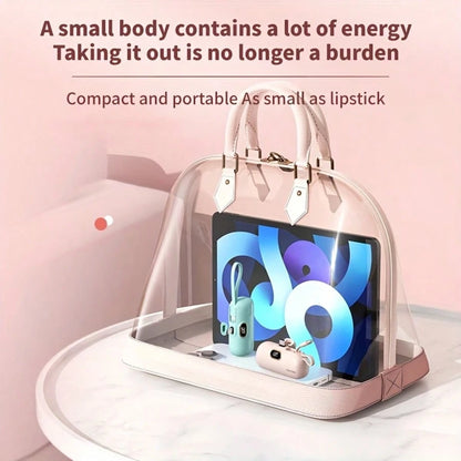Fast Charging Power Bank With Built-In Cables Portable Power Mini 5000mAh Power Bank, 22.5W Fast-Charging Phone Charger, Built-In Charging Plug And Output Cable, LCD Smart Display, Plug Compatible Wit