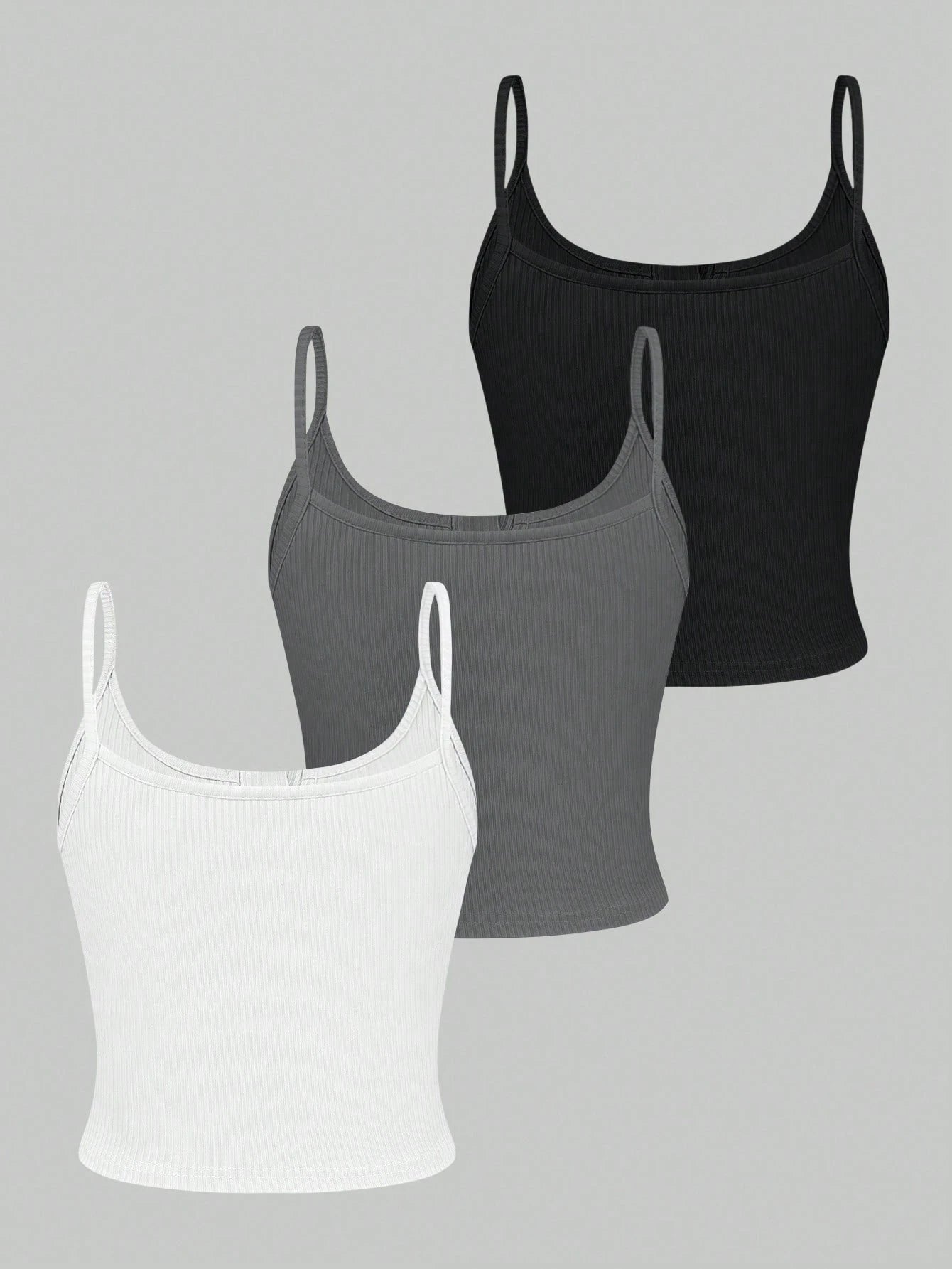 Femesol Solid Color Buttoned Summer Camisole Tank Tops, Set Of Multiple Colors