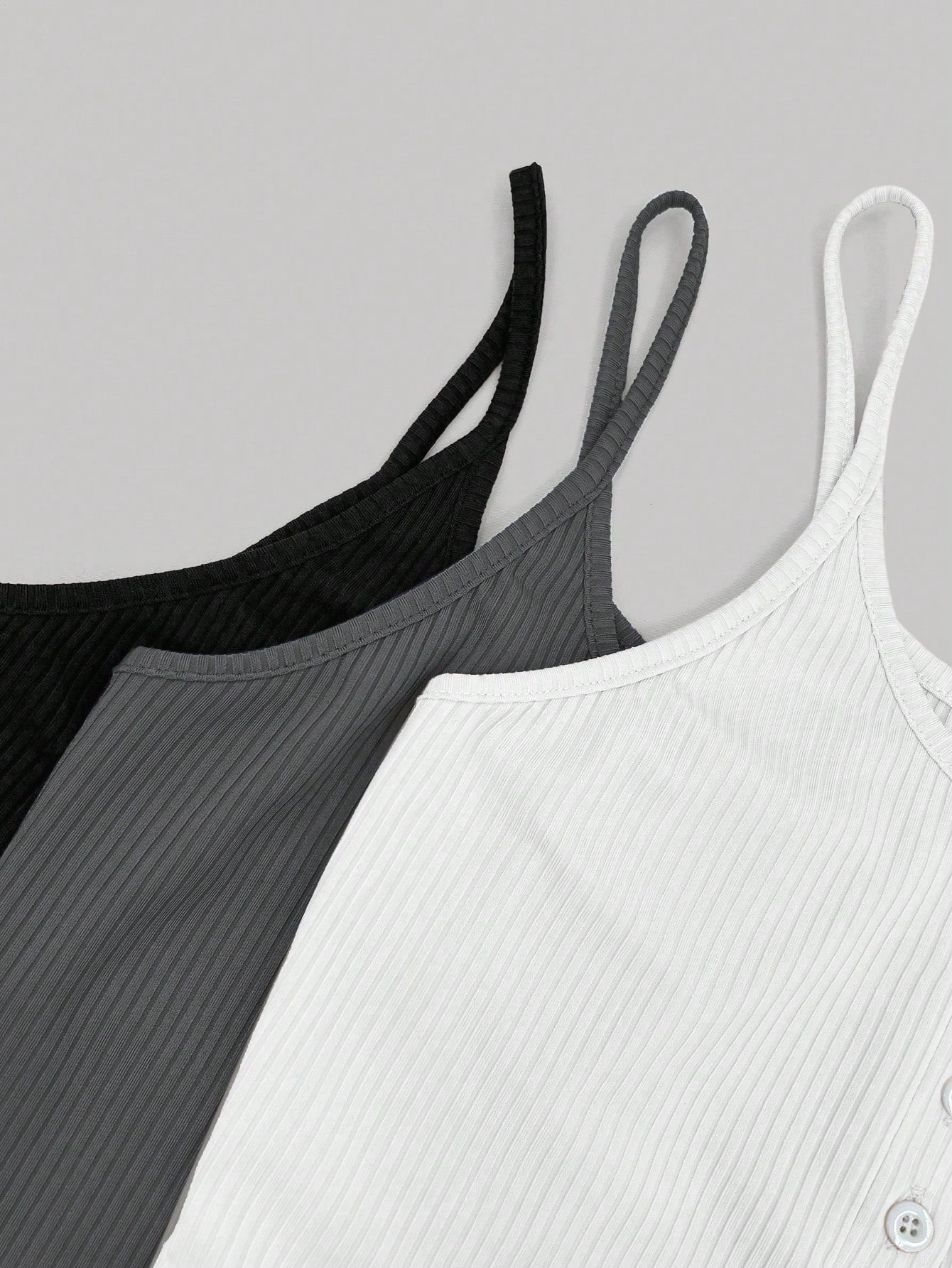 Femesol Solid Color Buttoned Summer Camisole Tank Tops, Set Of Multiple Colors