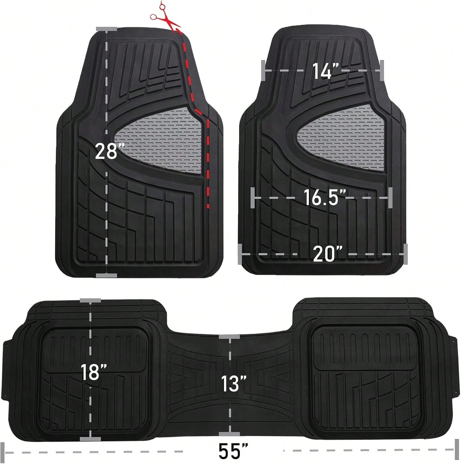 FH Group Car Floor Mats- Heavy-Duty Rubber Floor Mats For Cars, Universal Fit Full Set, Trimmable Automotive Floor Mats, Climaproof Floor Mats For