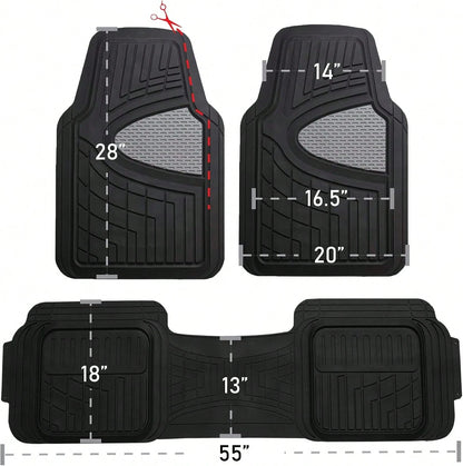 FH Group Car Floor Mats- Heavy-Duty Rubber Floor Mats For Cars, Universal Fit Full Set, Trimmable Automotive Floor Mats, Climaproof Floor Mats For
