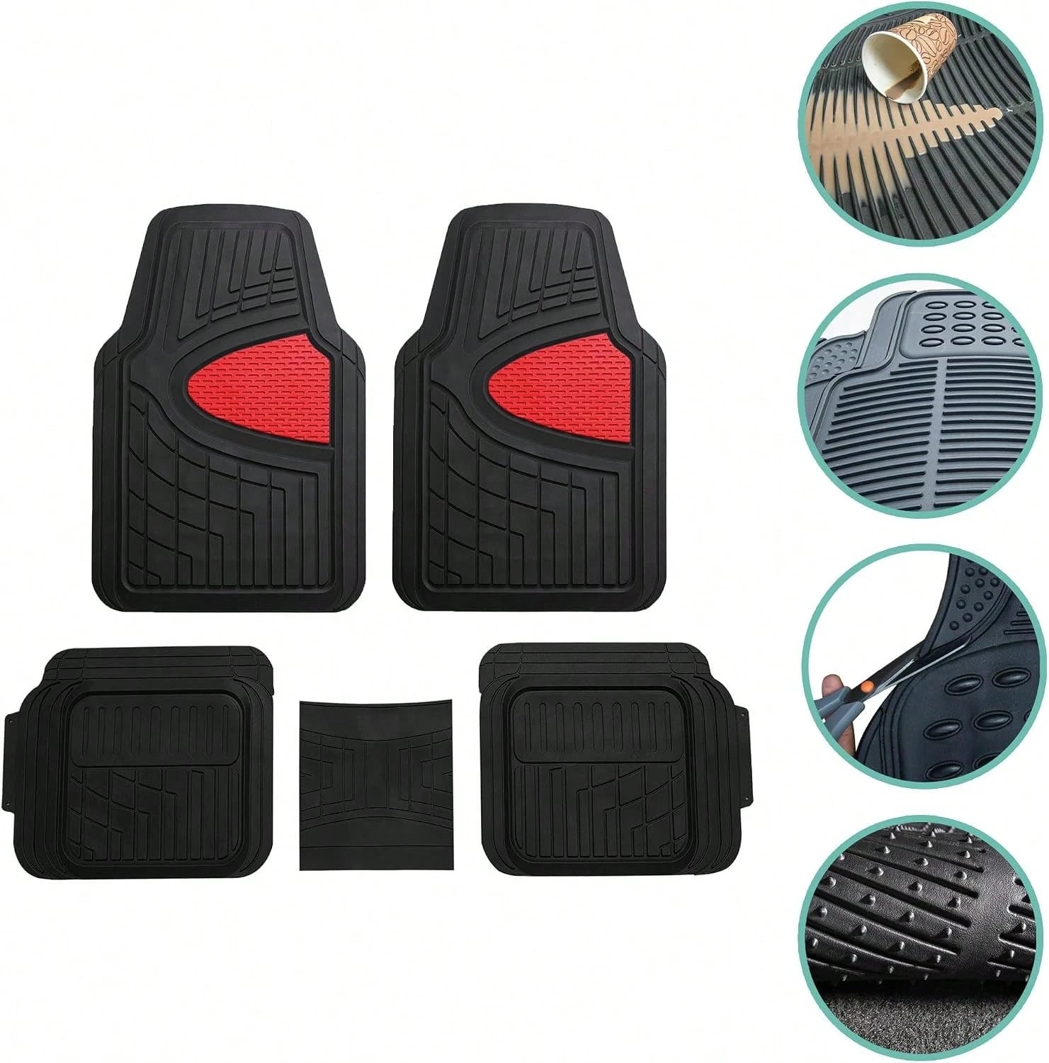 FH Group Car Floor Mats- Heavy-Duty Rubber Floor Mats For Cars, Universal Fit Full Set, Trimmable Automotive Floor Mats, Climaproof Floor Mats For