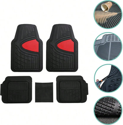 FH Group Car Floor Mats- Heavy-Duty Rubber Floor Mats For Cars, Universal Fit Full Set, Trimmable Automotive Floor Mats, Climaproof Floor Mats For