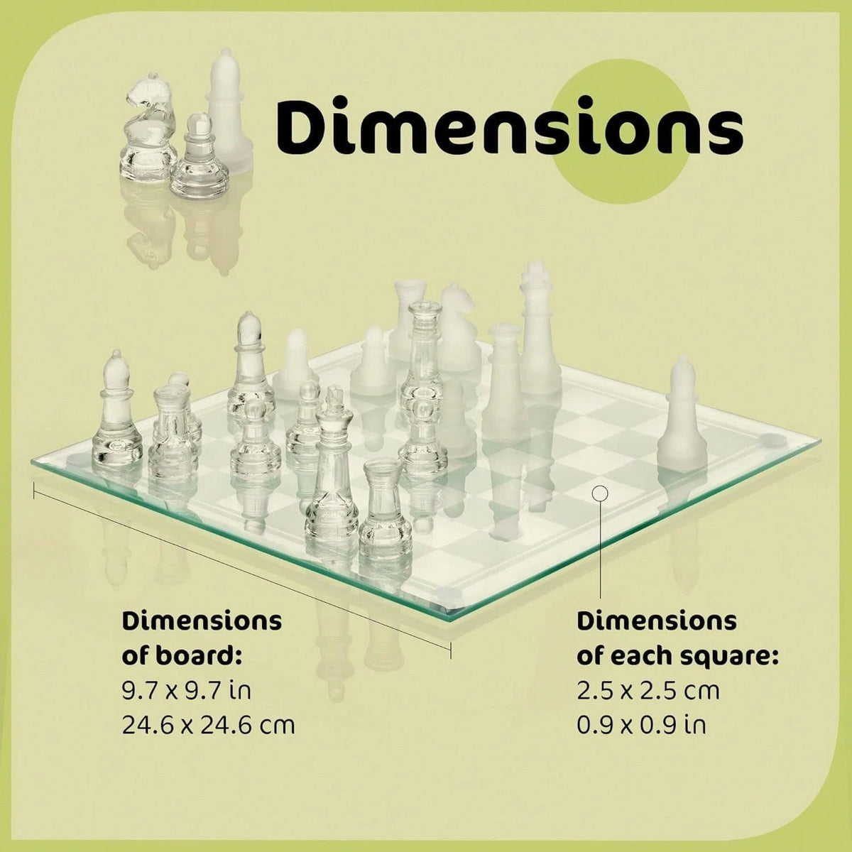Fine Glass Chess Set, Modern Clear Chess Board Set With Solid Clear Frosted Chess Pieces 9.7'' Crystal Chess Board Set, Felt Padding Included