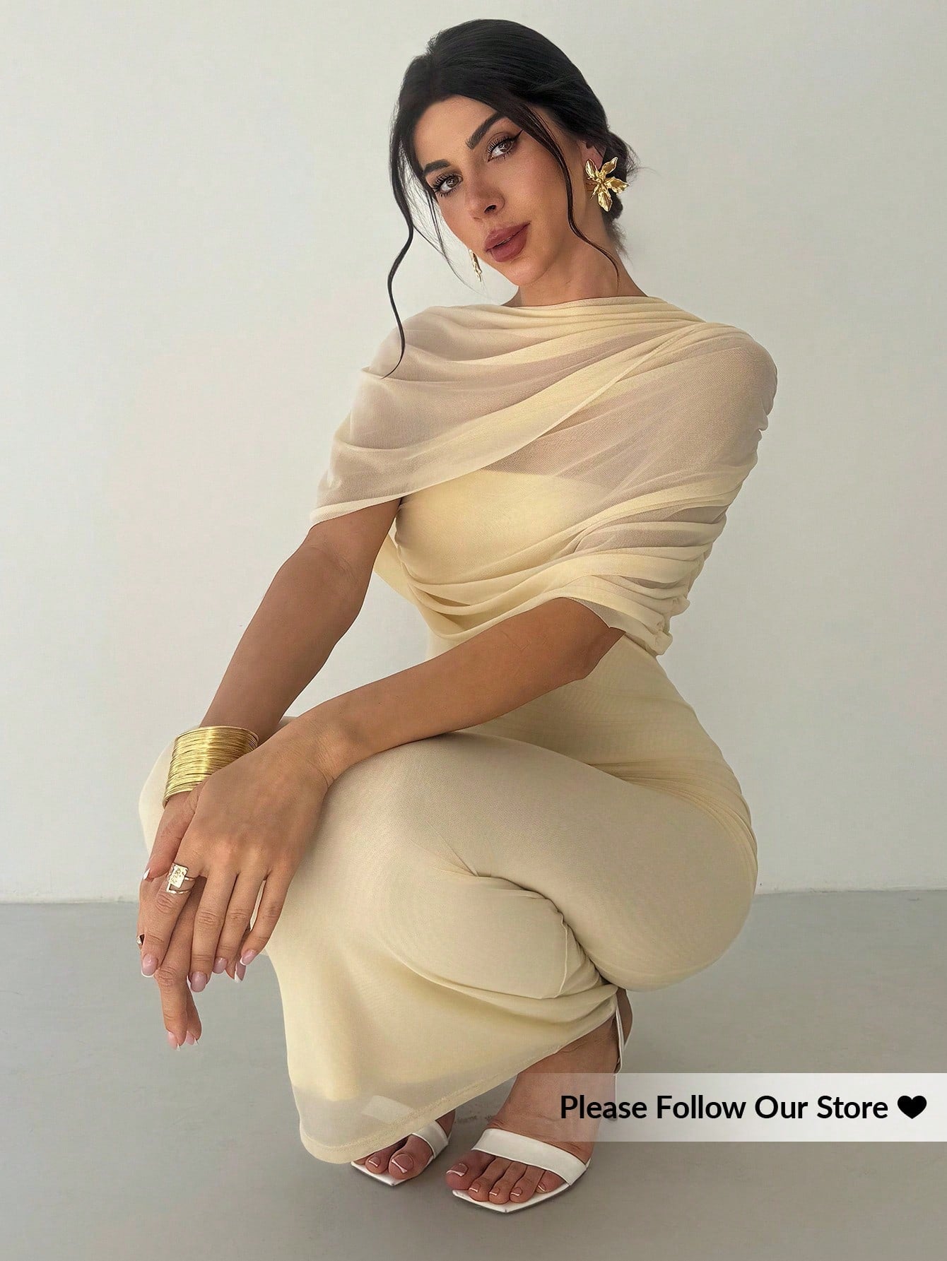 Firerie Elegant Olive Green Solid Color Ruffle Neck Asymmetrical Pleated Waist Fitted Dress,Summer Date Night Beach Party Wedding Guest Outfits For Women