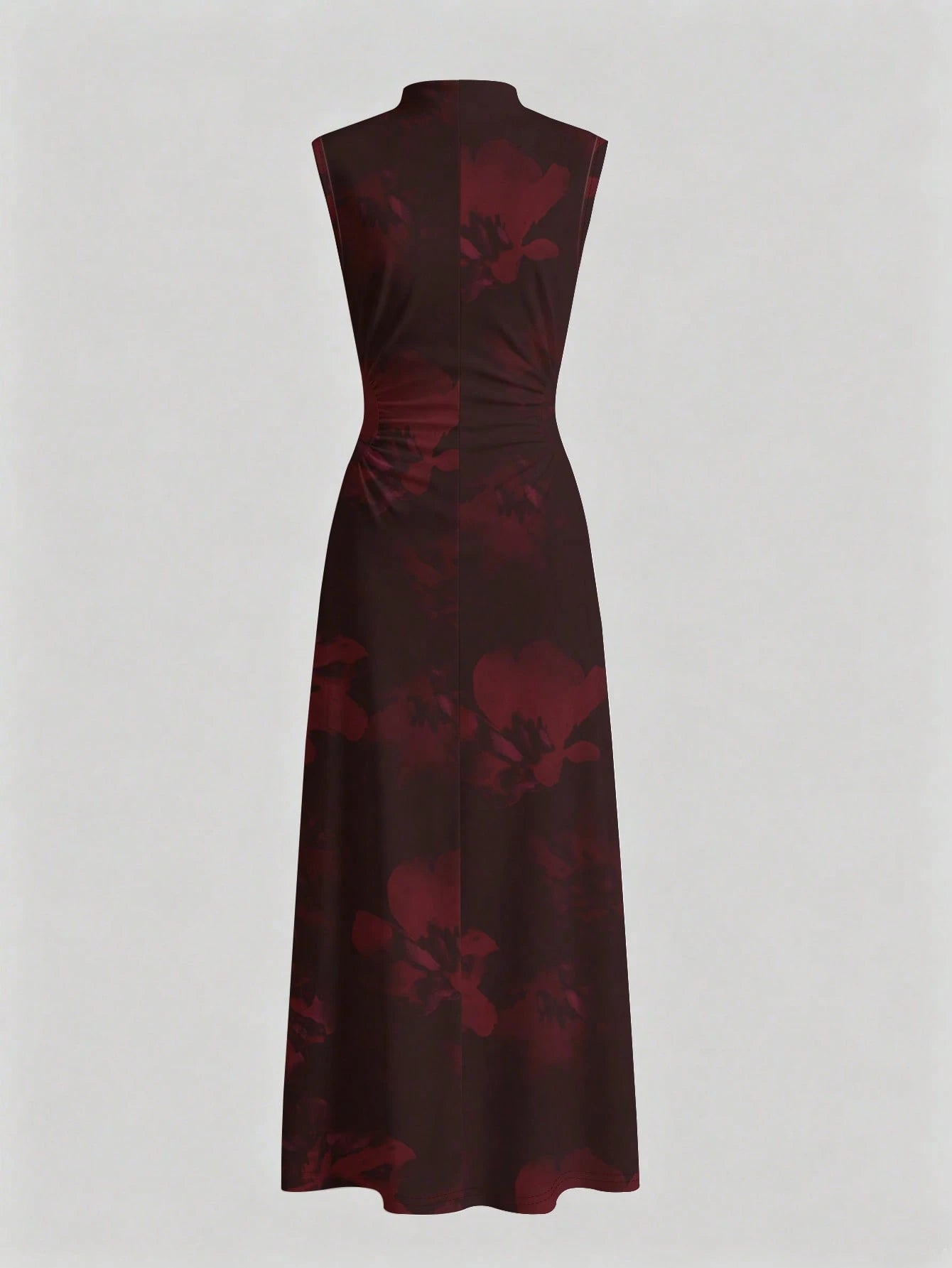 Firerie New Minimalist Elegant Romantic Date Dinner Daily Commute Dark Blue Small Stand Collar Sleeveless Cinched Waist Pleated A-Line Maxi Dress Autumn