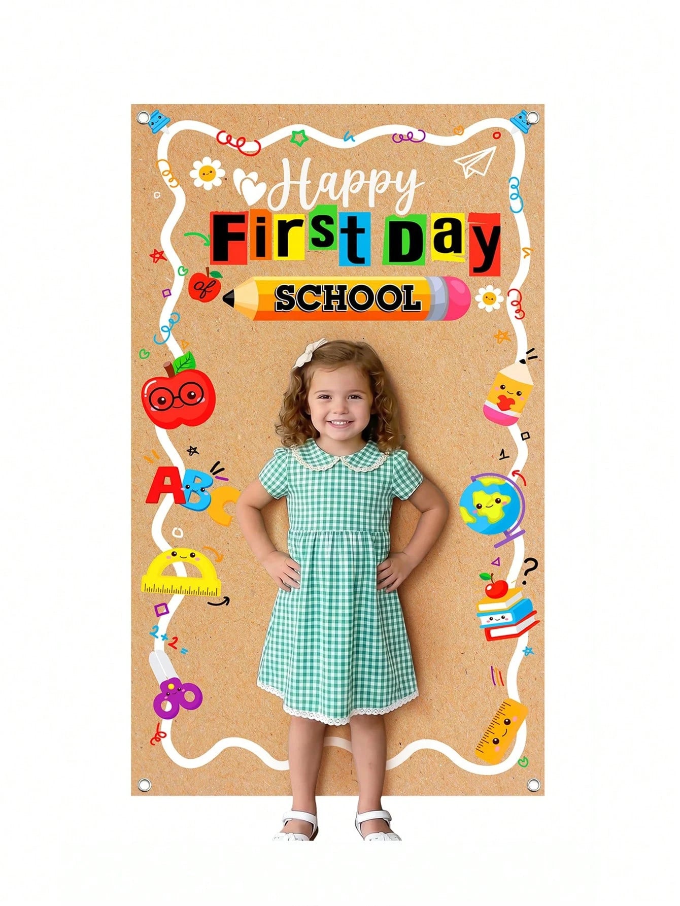 First Day Of School Backdrop Decoration, Pencil Apple Alarm Clock Blackboard Design, Large Size Welcome Back To School Photo Backdrop Classroom Banner Photo Booth Prop Kindergarten Preschool Elementar