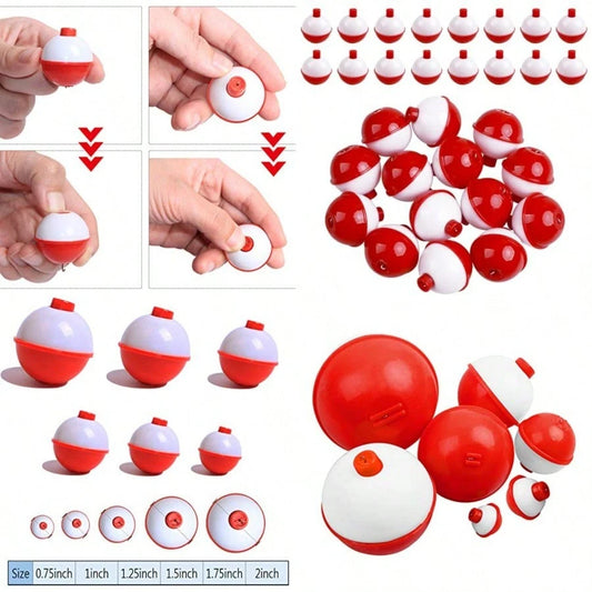 Fishing Bobbers Hard ABS Push Button Round Buoy Red/White Fishing Floats Bobbers Party Decoration