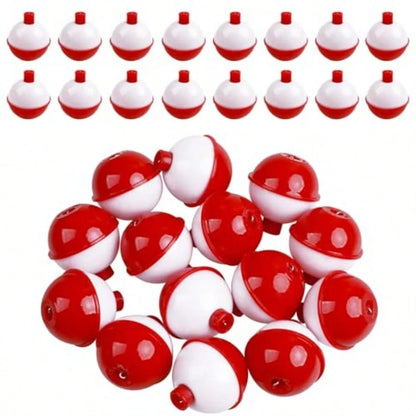 Fishing Bobbers Hard ABS Push Button Round Buoy Red/White Fishing Floats Bobbers Party Decoration