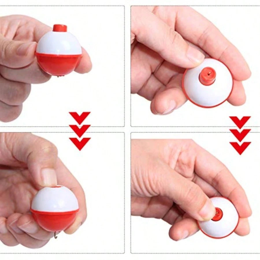 Fishing Bobbers Hard ABS Push Button Round Buoy Red/White Fishing Floats Bobbers Party Decoration