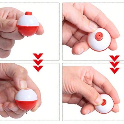 Fishing Bobbers Hard ABS Push Button Round Buoy Red/White Fishing Floats Bobbers Party Decoration