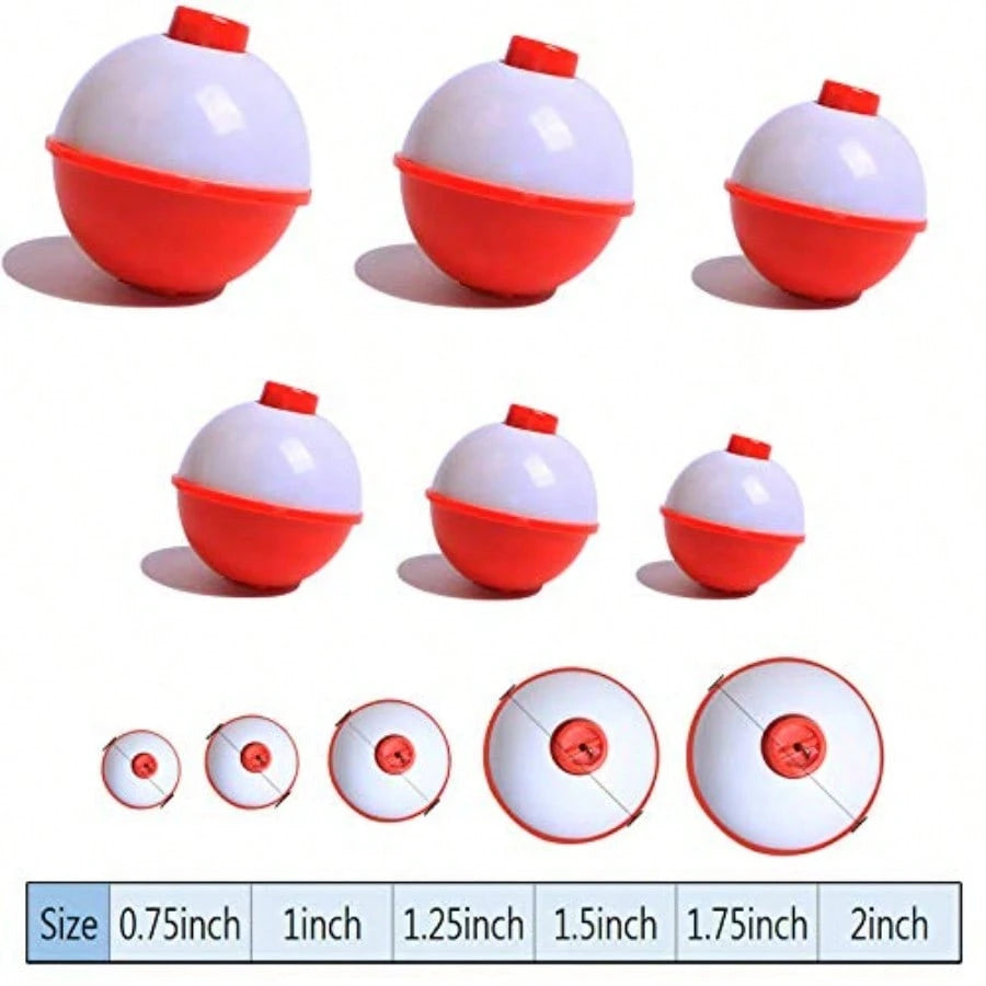 Fishing Bobbers Hard ABS Push Button Round Buoy Red/White Fishing Floats Bobbers Party Decoration