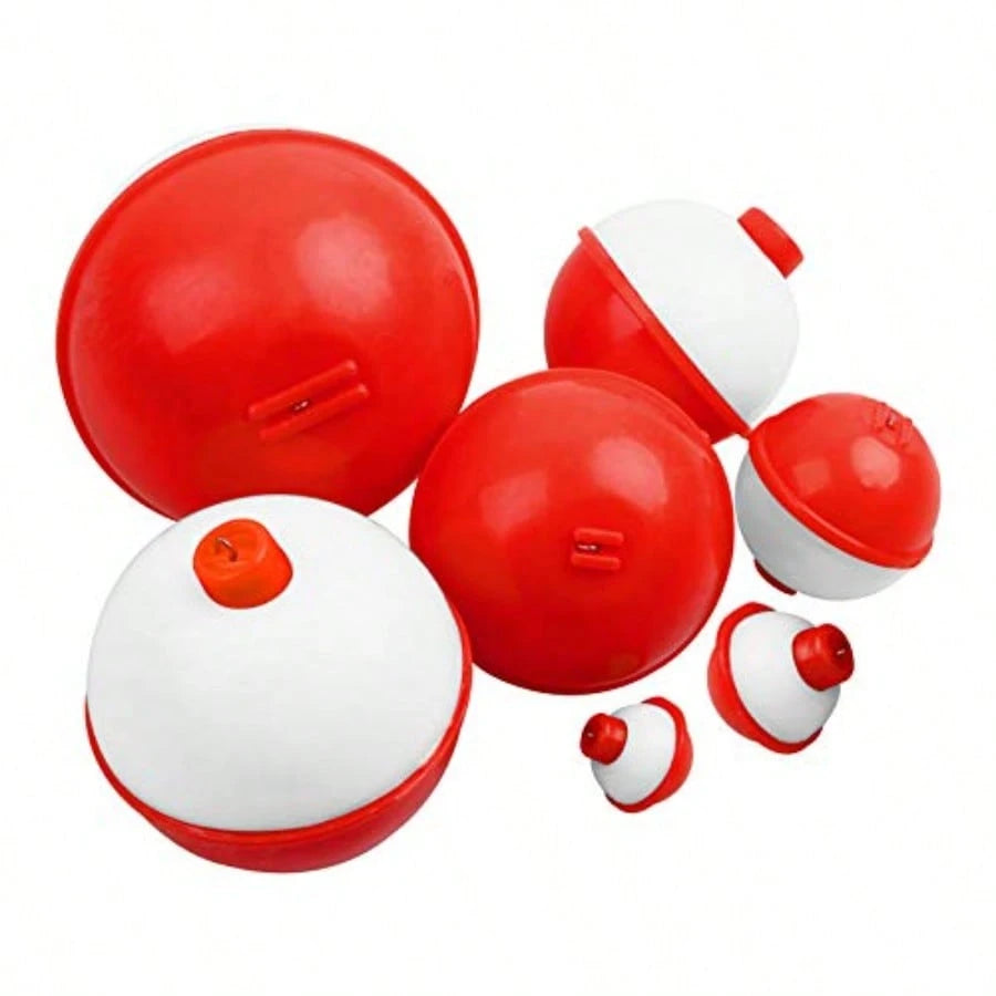 Fishing Bobbers Hard ABS Push Button Round Buoy Red/White Fishing Floats Bobbers Party Decoration