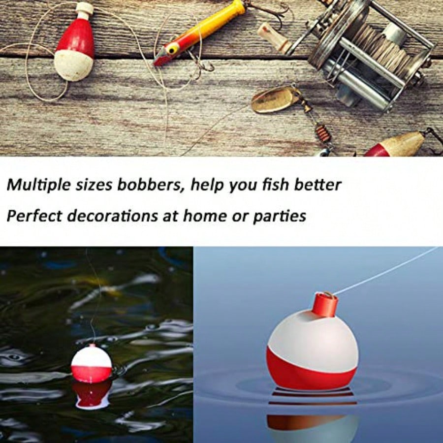 Fishing Bobbers Hard ABS Push Button Round Buoy Red/White Fishing Floats Bobbers Party Decoration