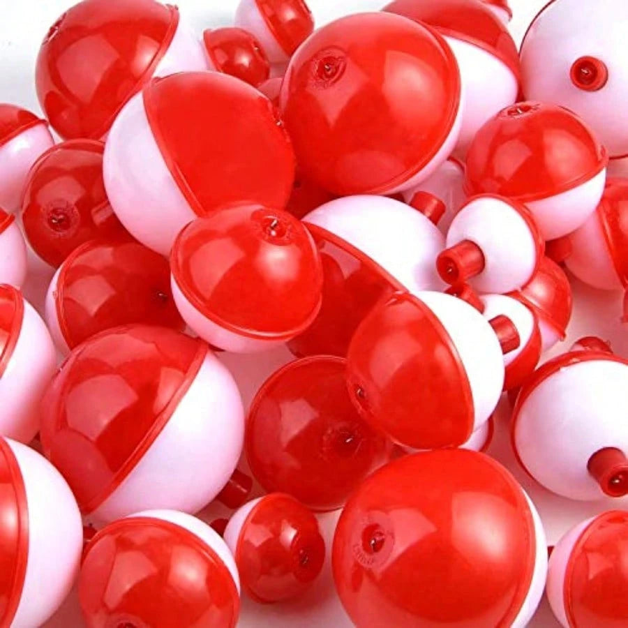 Fishing Bobbers Hard ABS Push Button Round Buoy Red/White Fishing Floats Bobbers Party Decoration
