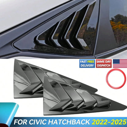 Fits 2022-2025 Civic 11th Sedan Side Window Louver Vent Gloss Black, Vehicle Accessory, Sleek Design, Durable Construction, Modern Vehicle Accessory, Sturdy Build