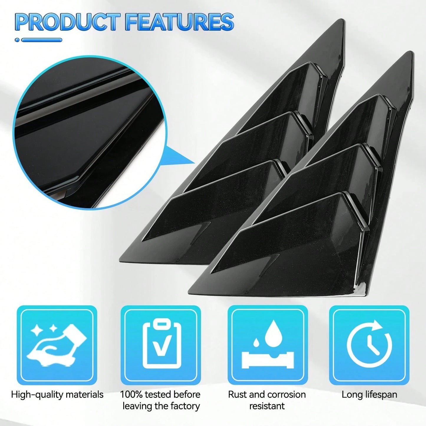 Fits 2022-2025 Civic 11th Sedan Side Window Louver Vent Gloss Black, Vehicle Accessory, Sleek Design, Durable Construction, Modern Vehicle Accessory, Sturdy Build