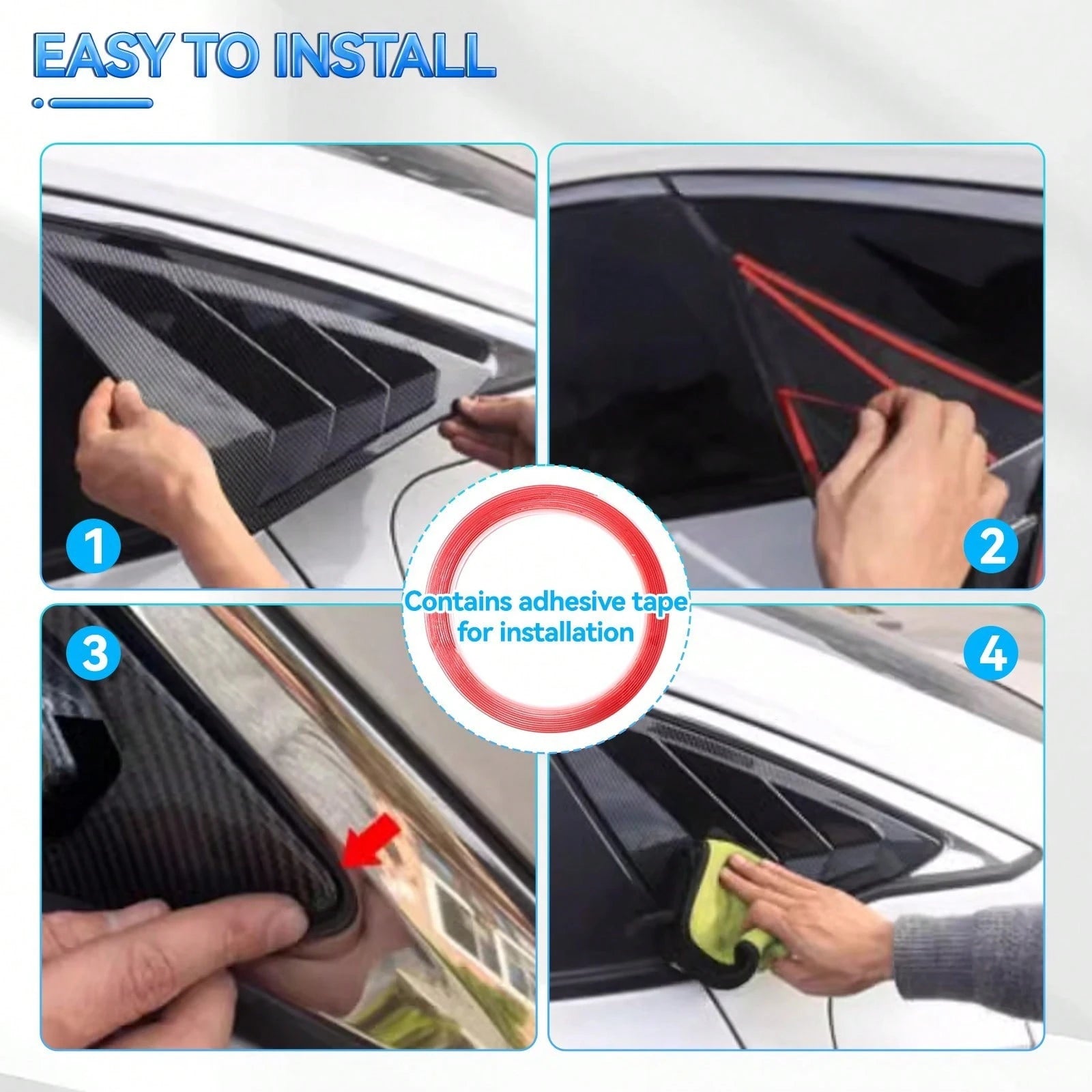 Fits 2022-2025 Civic 11th Sedan Side Window Louver Vent Gloss Black, Vehicle Accessory, Sleek Design, Durable Construction, Modern Vehicle Accessory, Sturdy Build