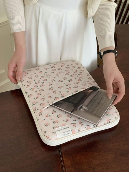 Floral Laptop Bag, Compatible With IPad/Compatible With Macbook 10-11 Inch 13-14 Inch, Multi Pocket Storage Accessories, Cute Tablet Inner Baglaptop Bag For Women Macbook Case College Essentials Back