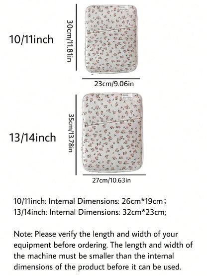 Floral Laptop Bag, Compatible With IPad/Compatible With Macbook 10-11 Inch 13-14 Inch, Multi Pocket Storage Accessories, Cute Tablet Inner Baglaptop Bag For Women Macbook Case College Essentials Back