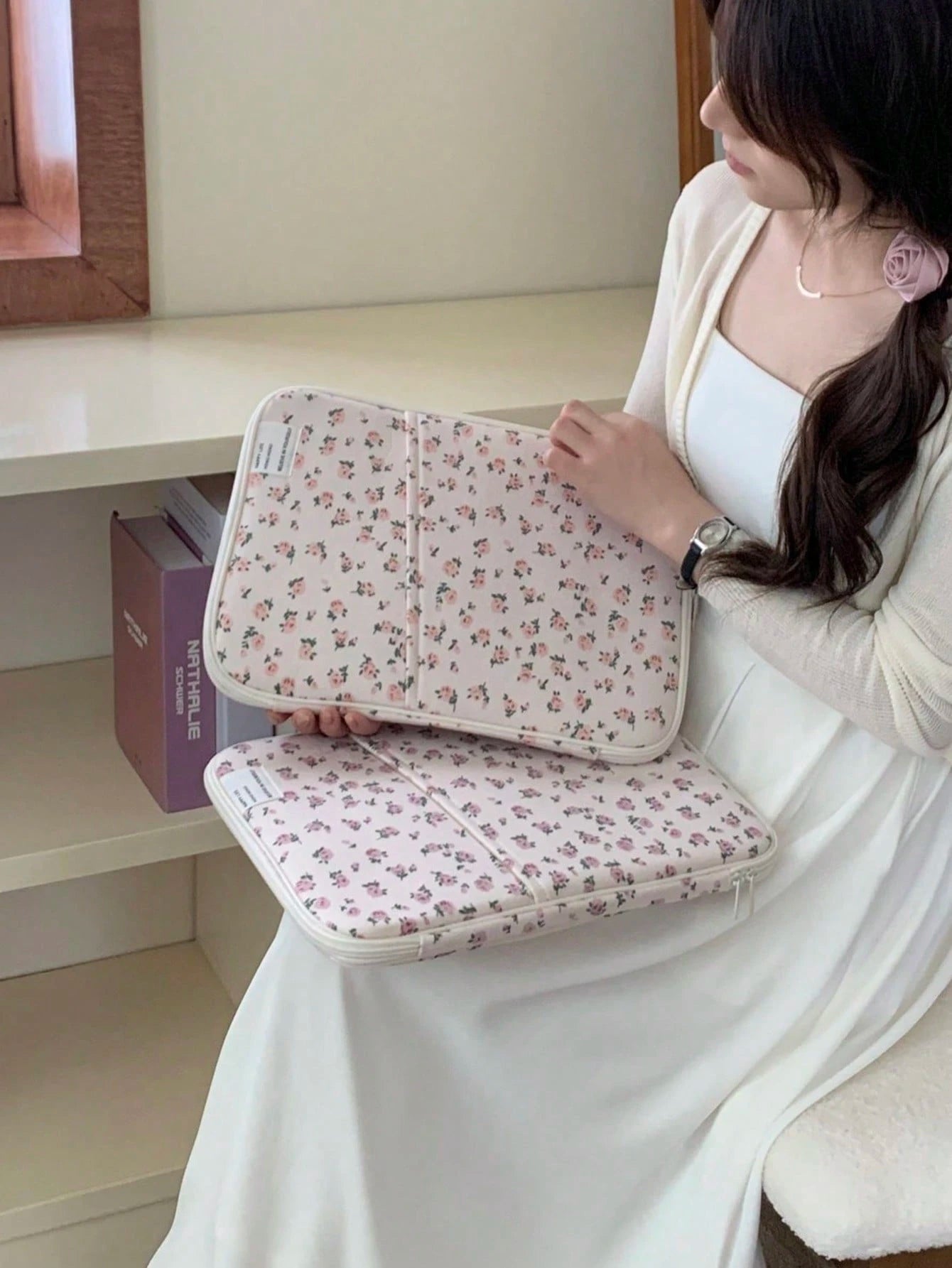 Floral Laptop Bag, Compatible With IPad/Compatible With Macbook 10-11 Inch 13-14 Inch, Multi Pocket Storage Accessories, Cute Tablet Inner Baglaptop Bag For Women Macbook Case College Essentials Back