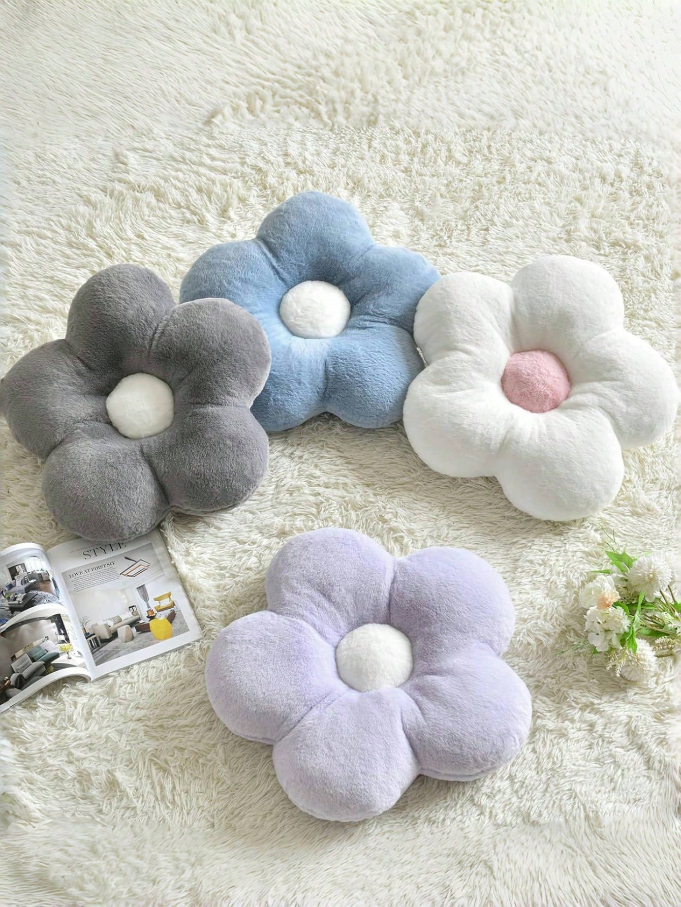 Flower Cushion, Soft Floral Lumbar Pillow, Sofa Chair Bed Home Decor, Bedroom Living Room Floral Cushion, Spring, Wedding Chronicle Furniture Decorative Pillow