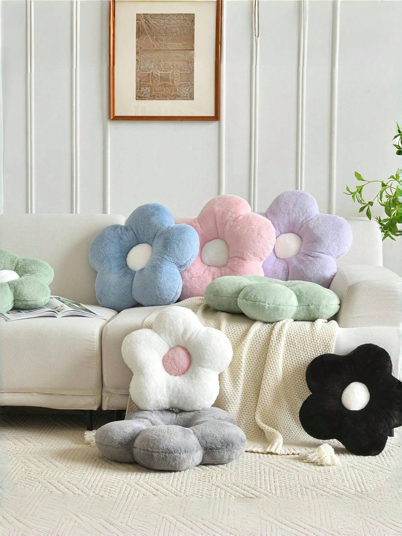 Flower Cushion, Soft Floral Lumbar Pillow, Sofa Chair Bed Home Decor, Bedroom Living Room Floral Cushion, Spring, Wedding Chronicle Furniture Decorative Pillow