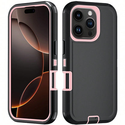 FOGEEK Black Pink Military-Grade Anti-Drop Military-Grade Anti-Drop Shockproof Basic Military Grade Anti-Fall Basic Shock-Proof Drop-Proof Anti-Slip 3-In-1 Heavy Duty Protective Phone Case Compatible