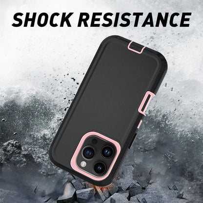 FOGEEK Black Pink Military-Grade Anti-Drop Military-Grade Anti-Drop Shockproof Basic Military Grade Anti-Fall Basic Shock-Proof Drop-Proof Anti-Slip 3-In-1 Heavy Duty Protective Phone Case Compatible