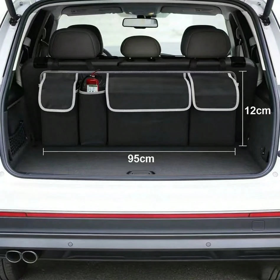Foldable Car Backseat Organizer, Hanging Trunk Storage Bag With Large Capacity Pockets, Water-Resistant Auto Trunk Organizer For Car, SUV, Minivan, Universal Fit Vehicle Organizer For Trunk