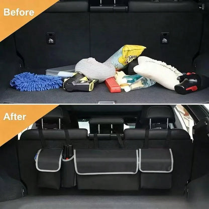 Foldable Car Backseat Organizer, Hanging Trunk Storage Bag With Large Capacity Pockets, Water-Resistant Auto Trunk Organizer For Car, SUV, Minivan, Universal Fit Vehicle Organizer For Trunk