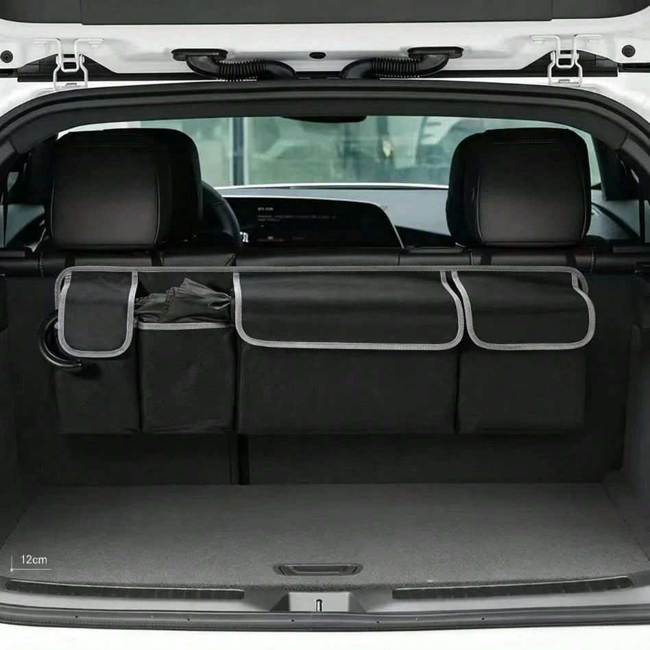 Foldable Car Backseat Organizer, Hanging Trunk Storage Bag With Large Capacity Pockets, Water-Resistant Auto Trunk Organizer For Car, SUV, Minivan, Universal Fit Vehicle Organizer For Trunk